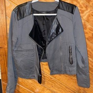 Lightweight jacket with faux leather accents